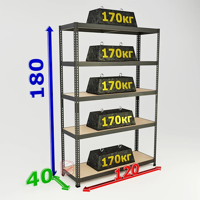 Стеллаж в Лофт стиле SBL 180х120х40 5 полок фото СтеллажМастер